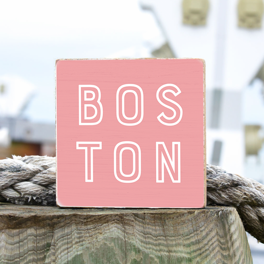 Pink Boston Decorative Wooden Block