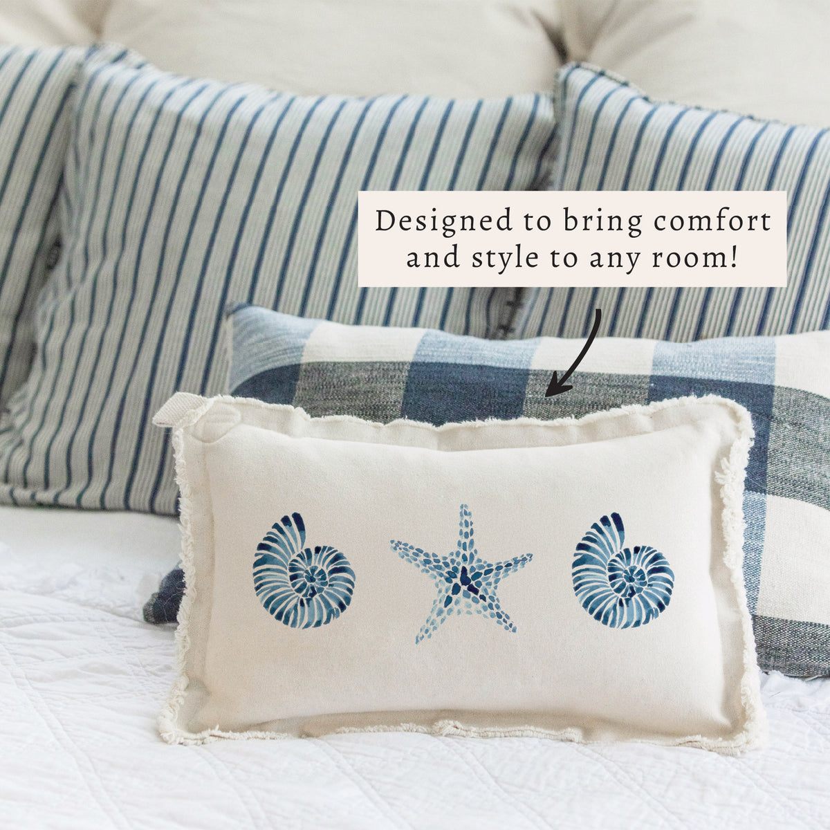 Blue Shell Starfish Pillow