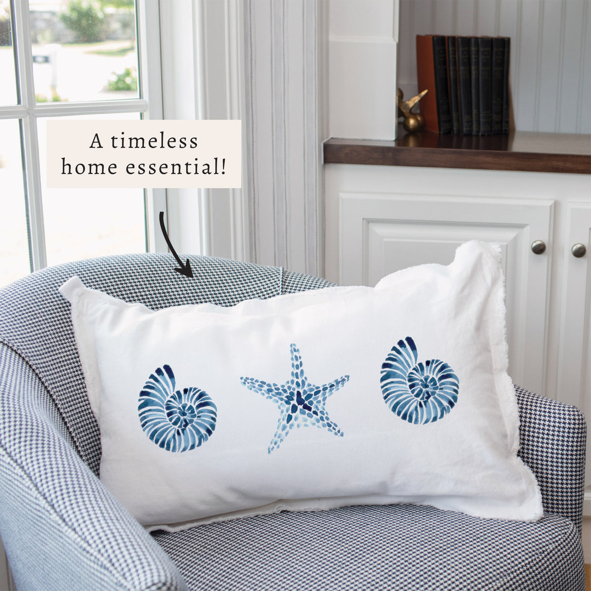 Blue Shell Starfish Pillow