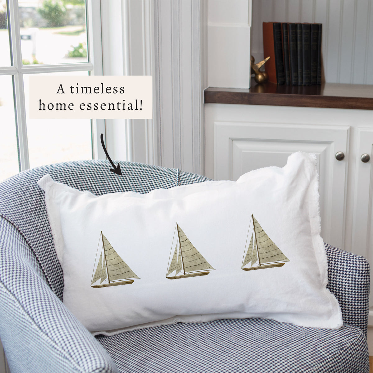 Striped Sailboats Pillow