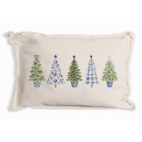 Coastal Cottage Christmas Trees Pillow