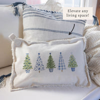 Coastal Cottage Christmas Trees Pillow
