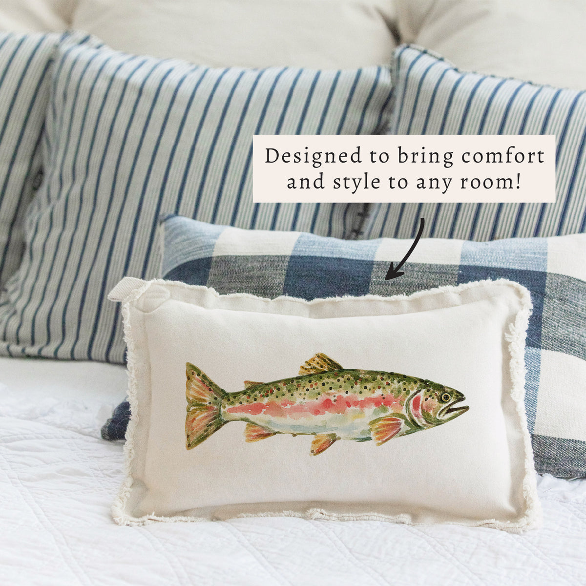 Trout Gingham Pillow