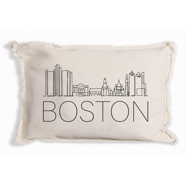 Boston Line Art Skyline Pillow