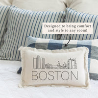 Boston Line Art Skyline Pillow
