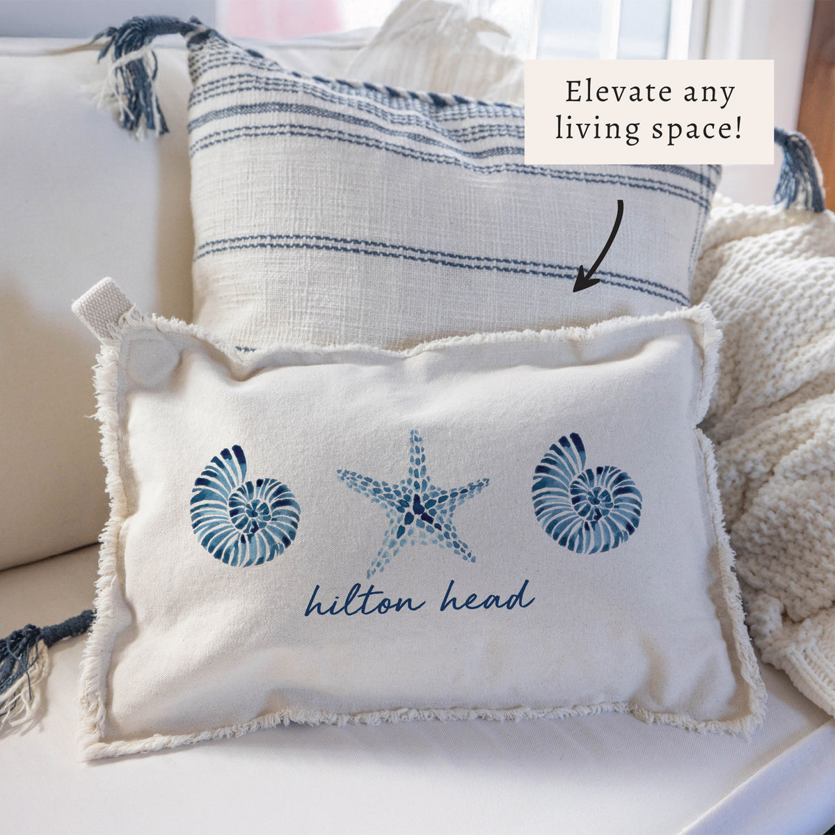Blue Shell Starfish Personalized Pillow
