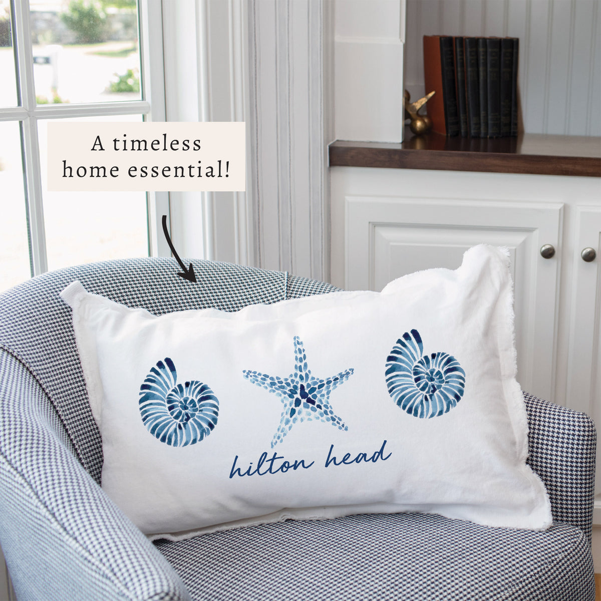Blue Shell Starfish Personalized Pillow