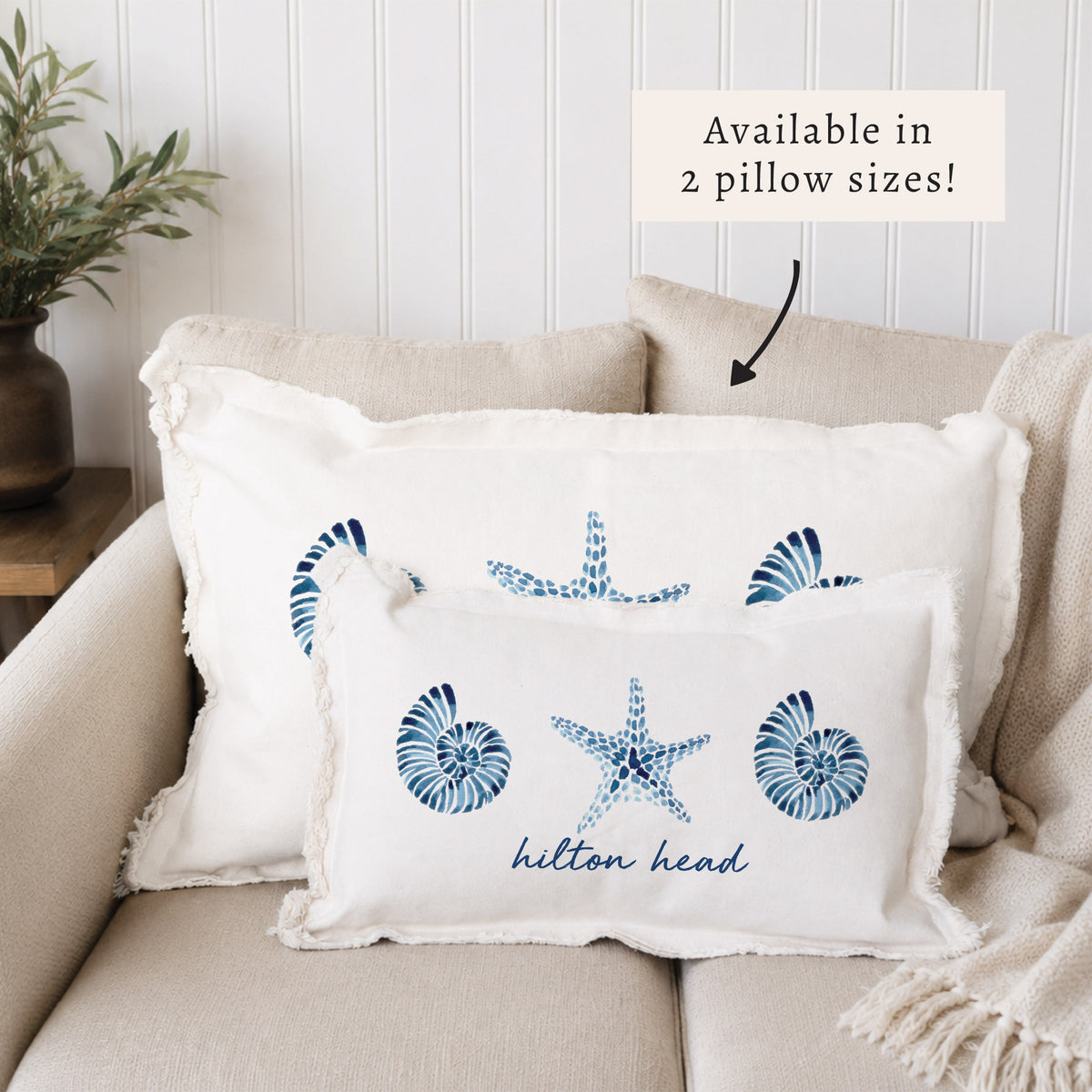 Blue Shell Starfish Personalized Pillow