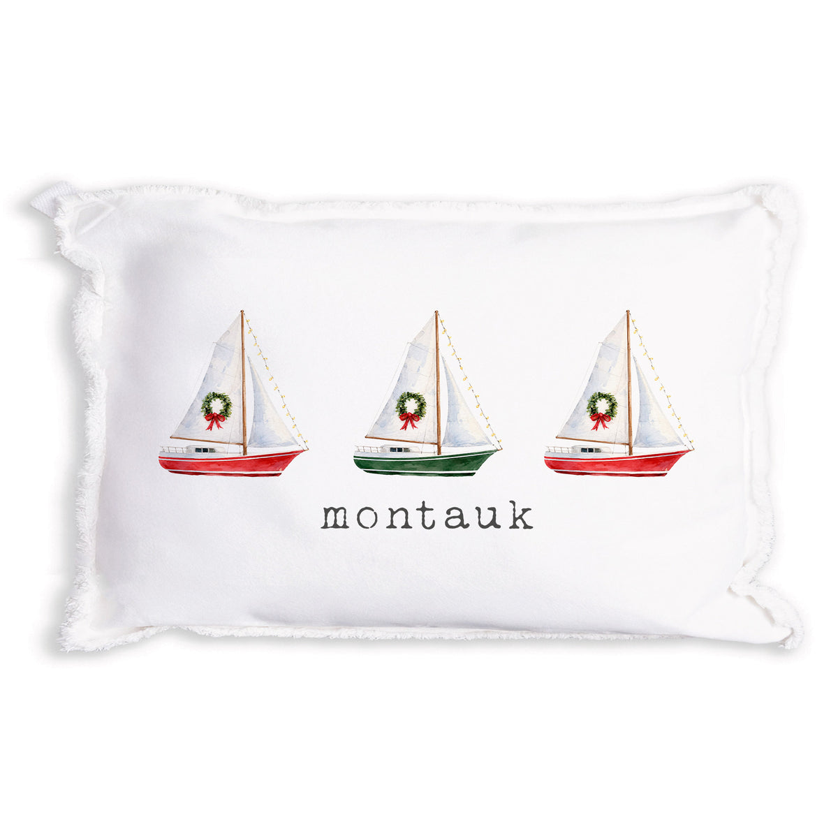Sailboat Wreath Personalized Pillow