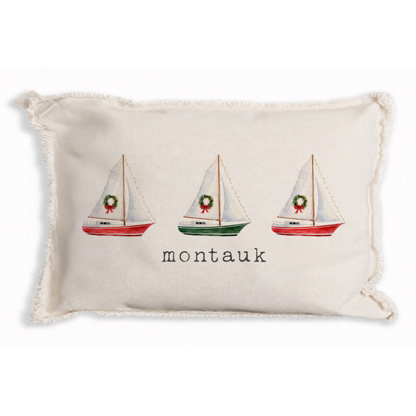 Sailboat Wreath Personalized Pillow