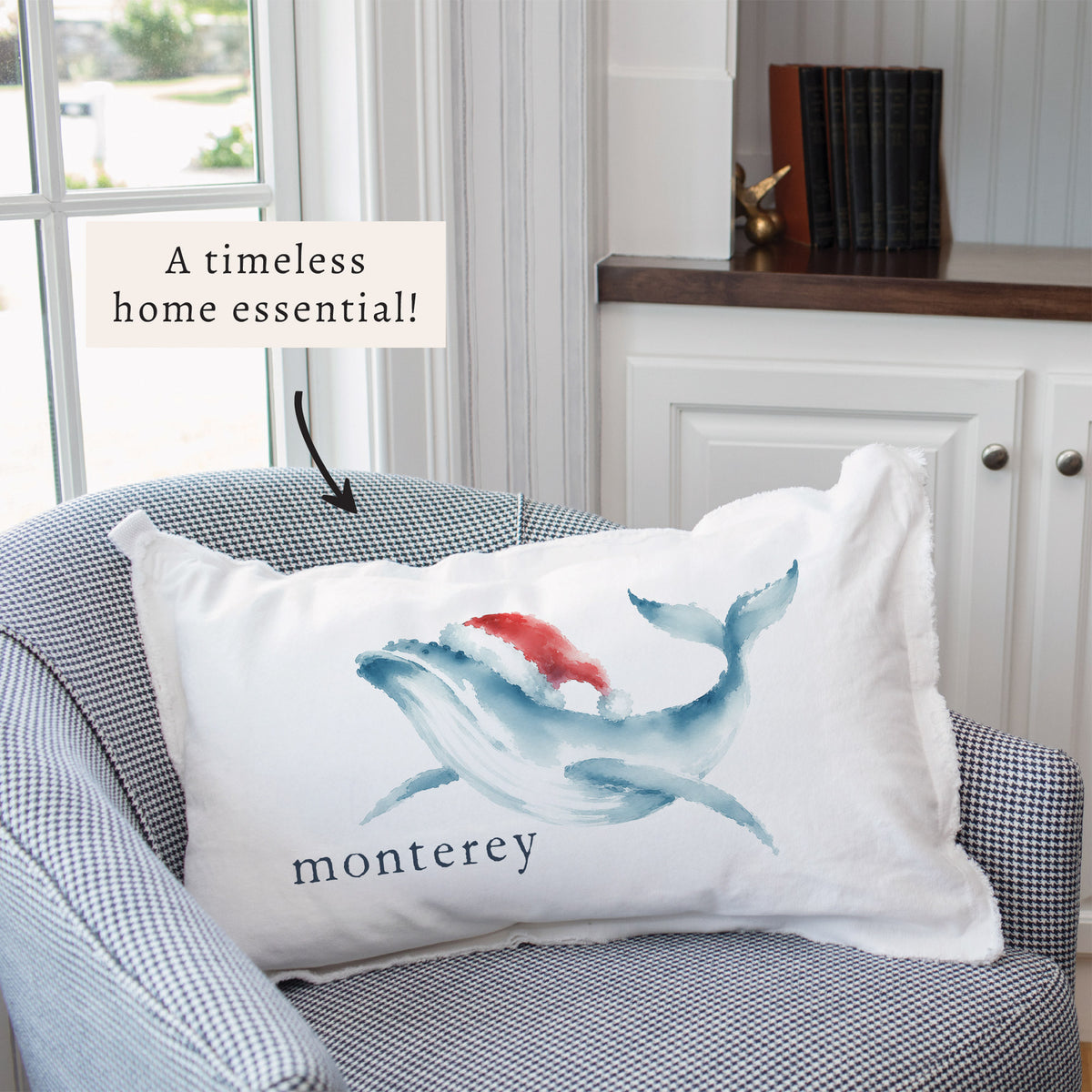 Holiday Whale Personalized Pillow