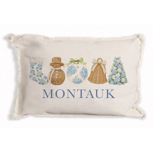 Holiday Hydrangea Icons Personalized Pillow
