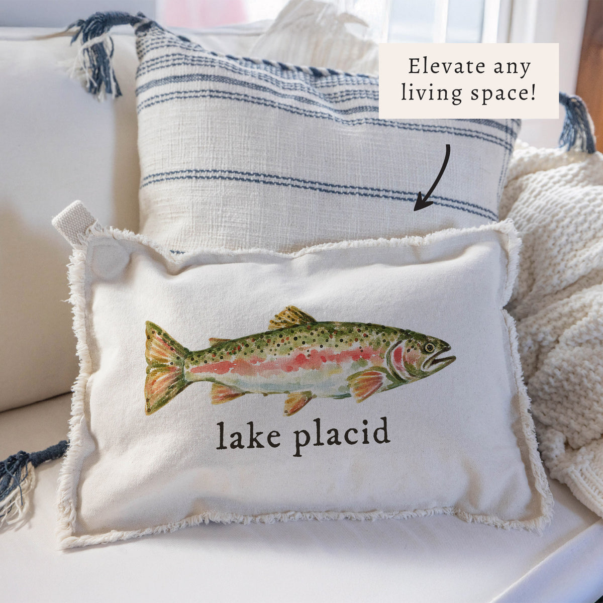 Trout Gingham Personalized Pillow