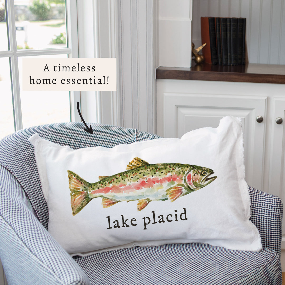 Trout Gingham Personalized Pillow