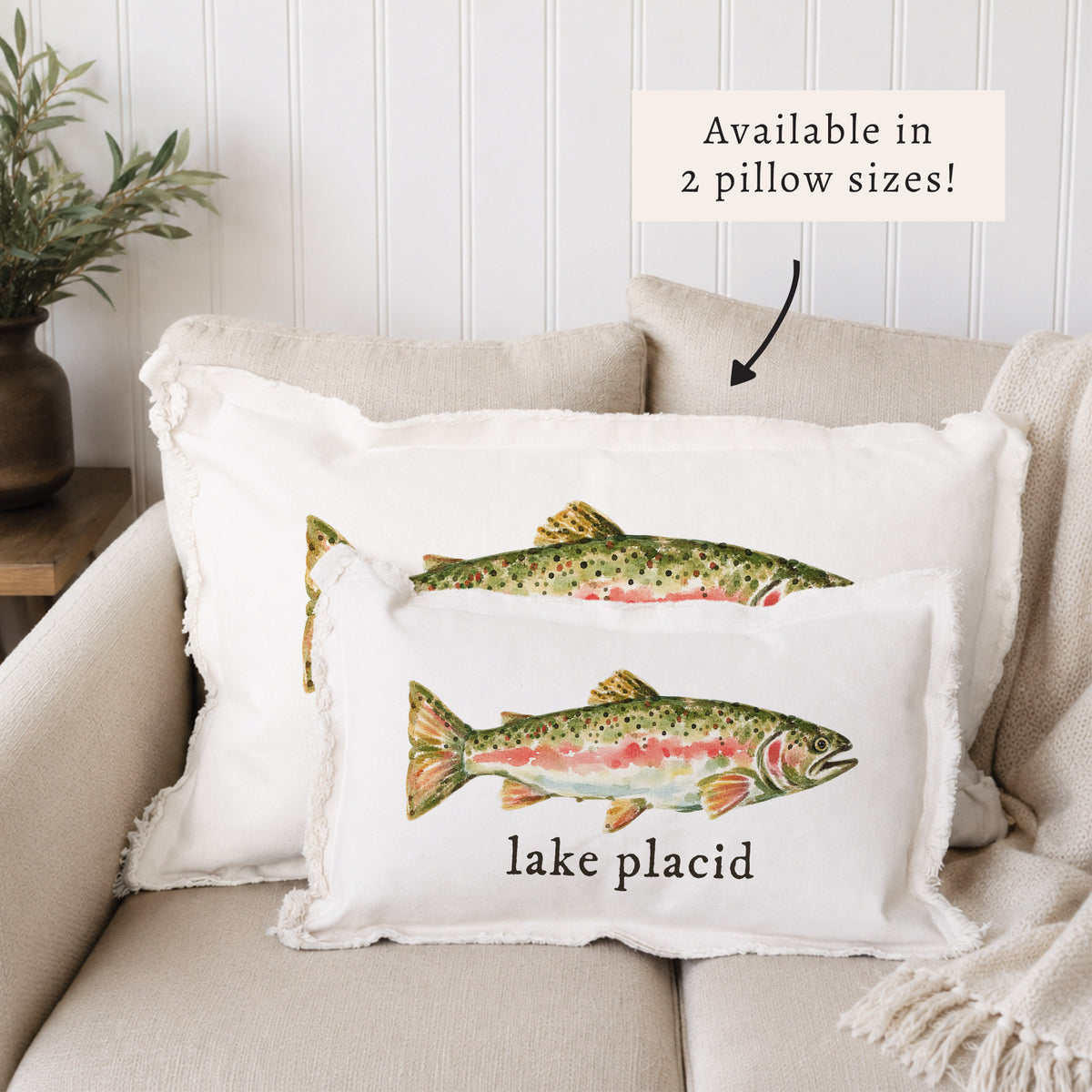 Trout Gingham Personalized Pillow