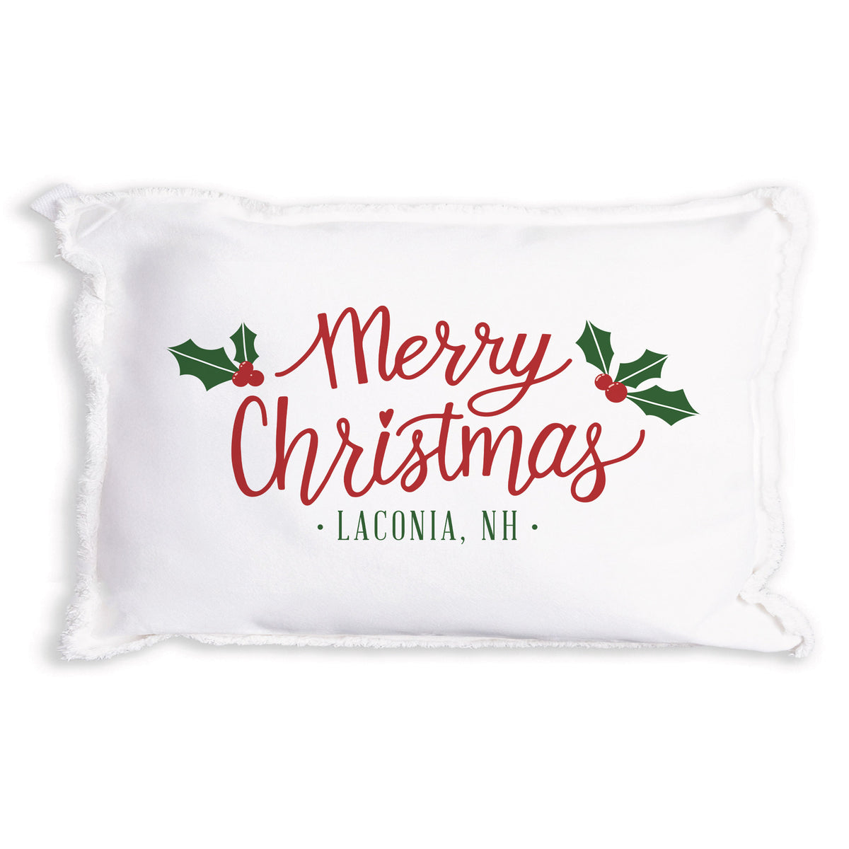 Merry Christmas Holly Personalized Pillow