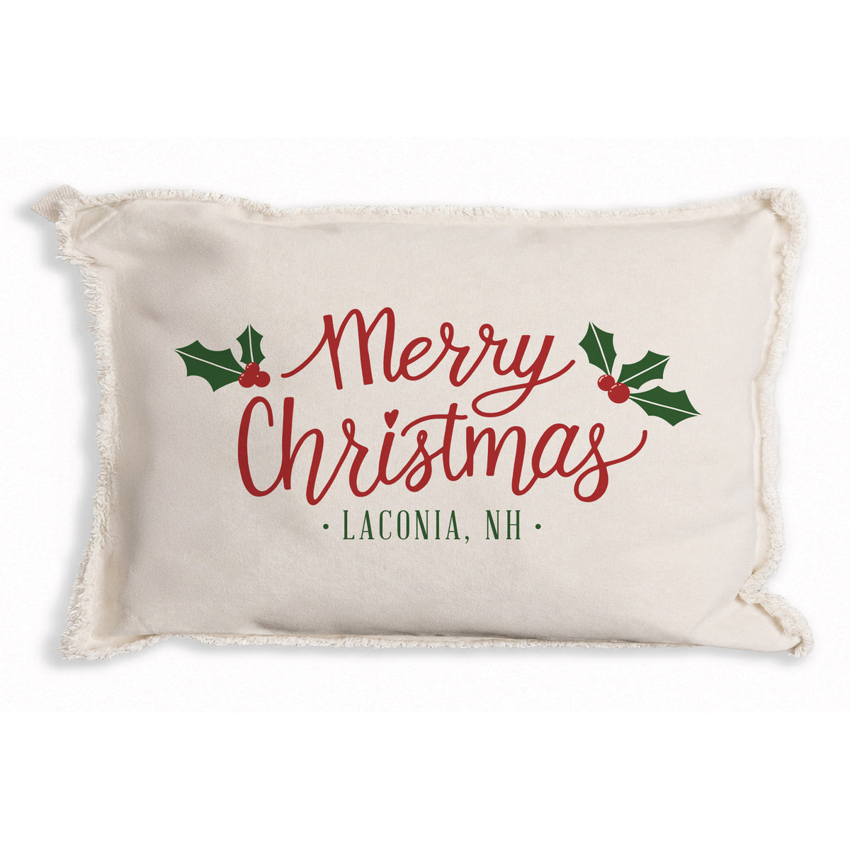 Merry Christmas Holly Personalized Pillow