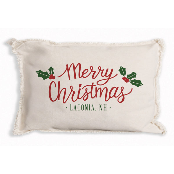 Merry Christmas Holly Personalized Pillow
