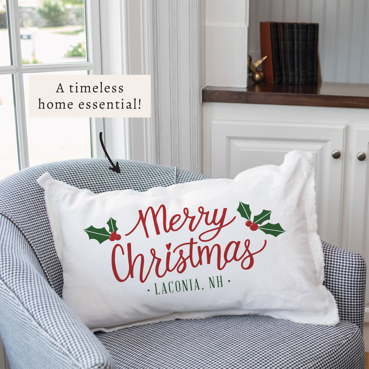 Merry Christmas Holly Personalized Pillow