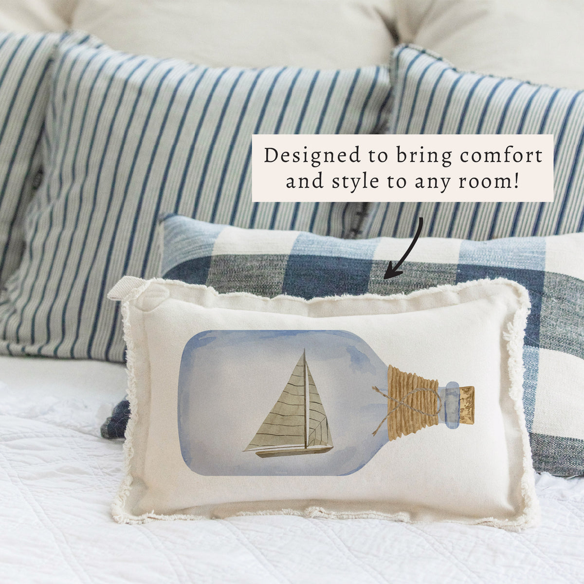 Sailboat In A Bottle Pillow