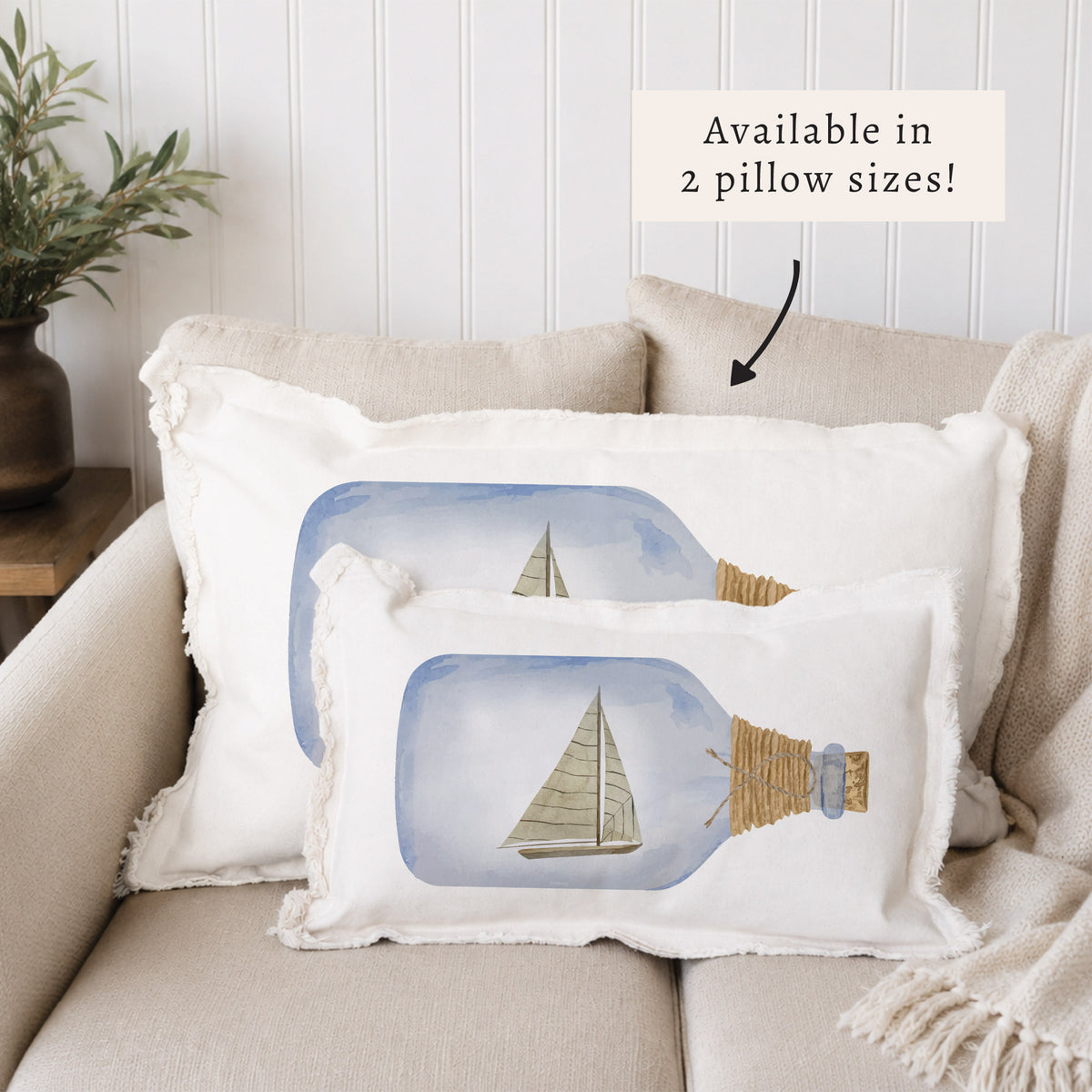 Sailboat In A Bottle Pillow