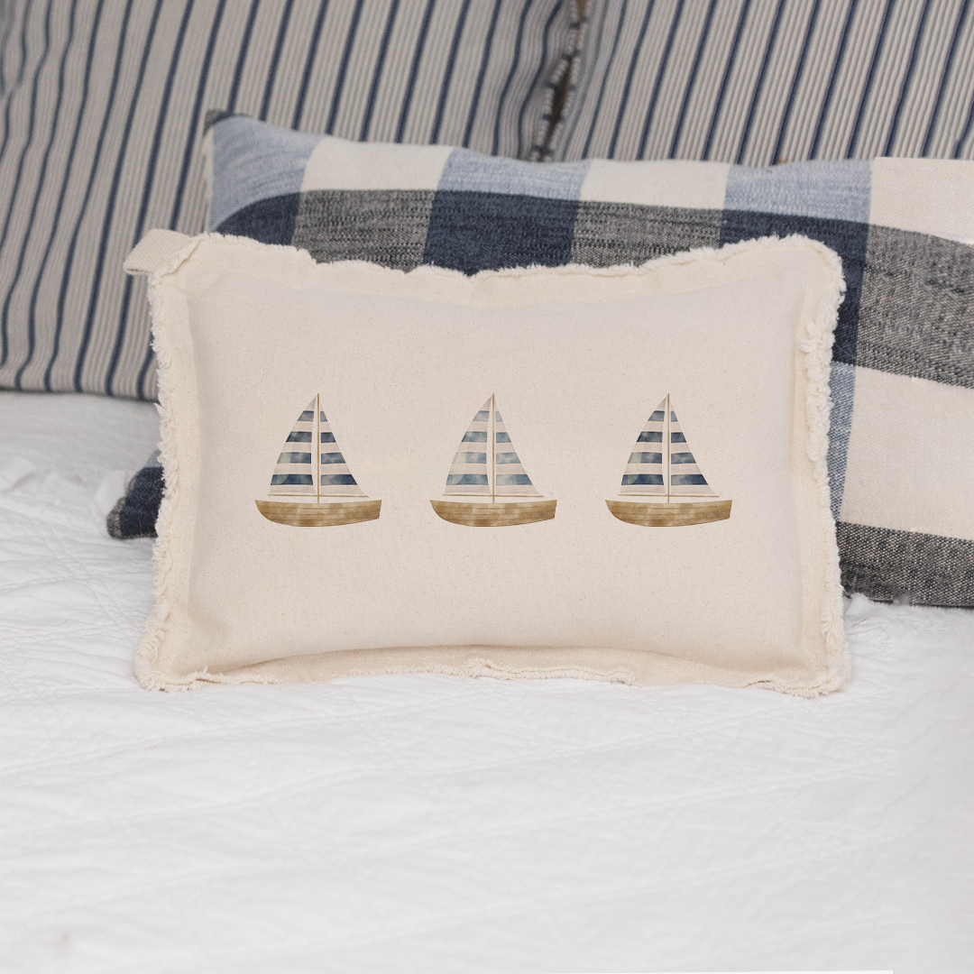 Watercolor Sailboat Lumbar Pillow