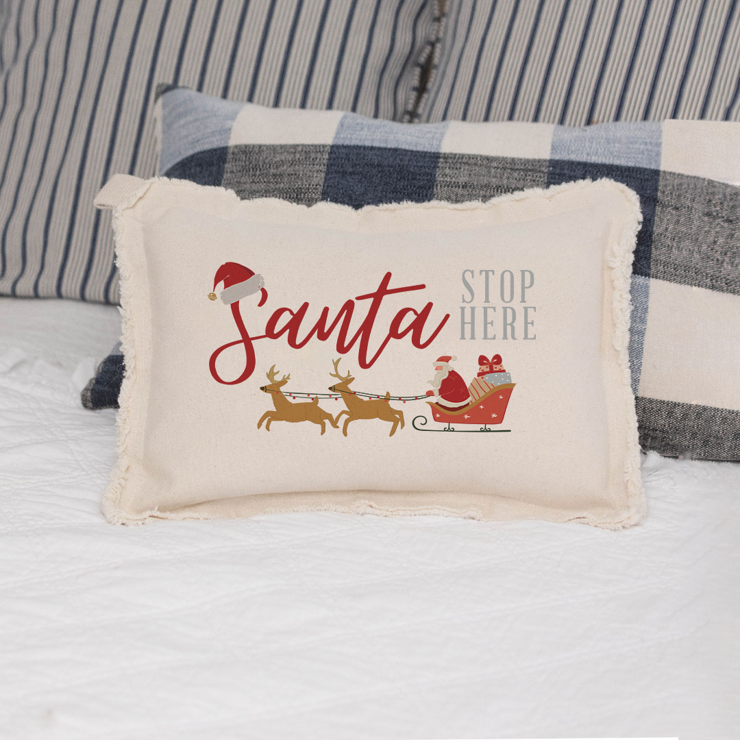 Santa Stop Here Lumbar Pillow