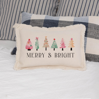 Merry & Bright Festive Christmas Trees Lumbar Pillow