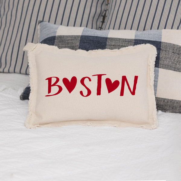 Red Boston Heart Lumbar Pillow