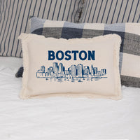 Navy Boston Skyline Lumbar Pillow