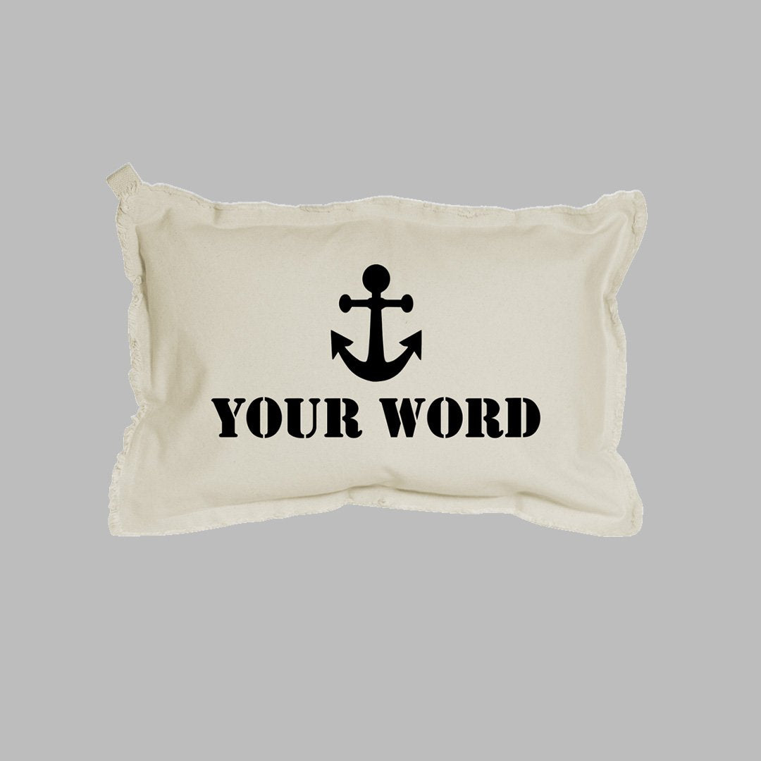 Your Word + Icon Stencil Personalized Lumbar Pillow