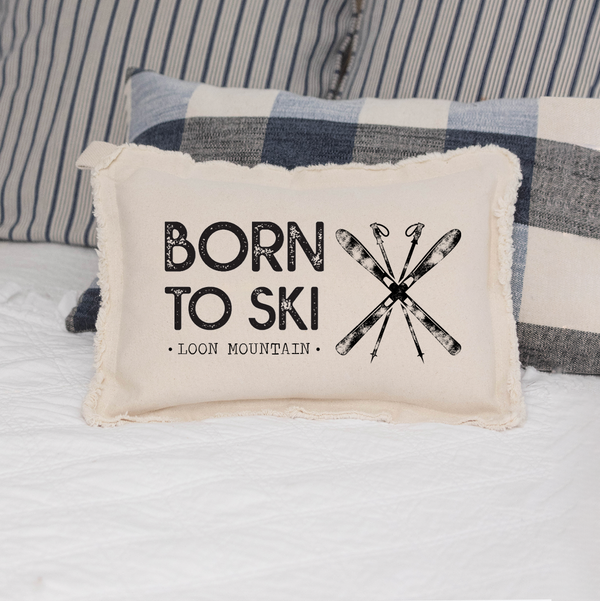 Personalized Born To Ski Lumbar Pillow