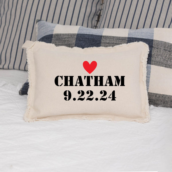 Personalized Heart Two Line Text Lumbar Pillow