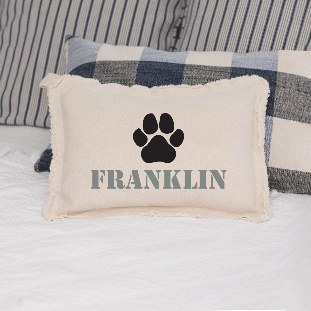 Personalized Paw Print One Line Text Lumbar Pillow