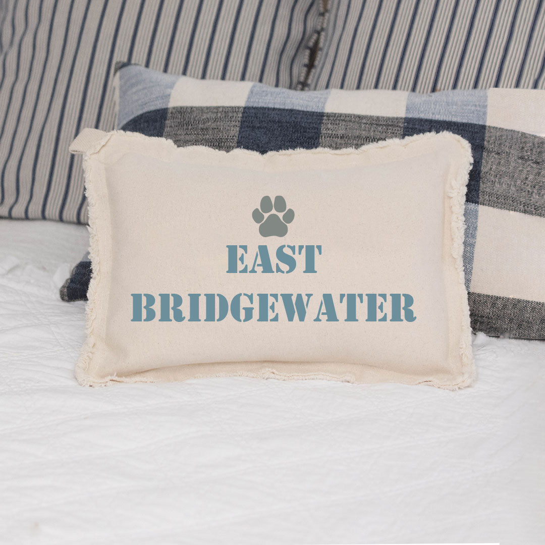 Personalized Paw Print Two Line Text Lumbar Pillow