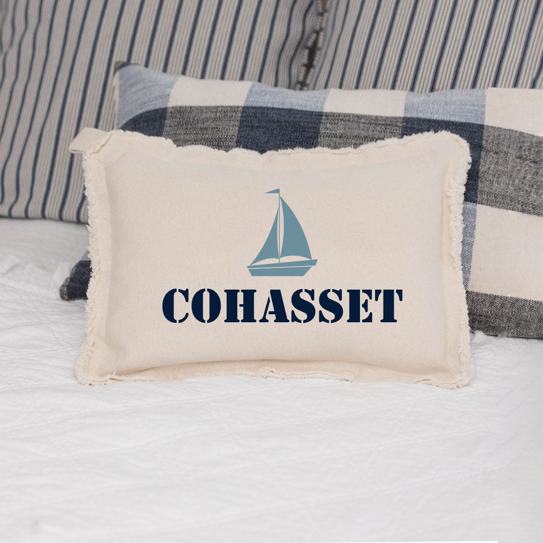 Personalized Sailboat One Line Text Lumbar Pillow