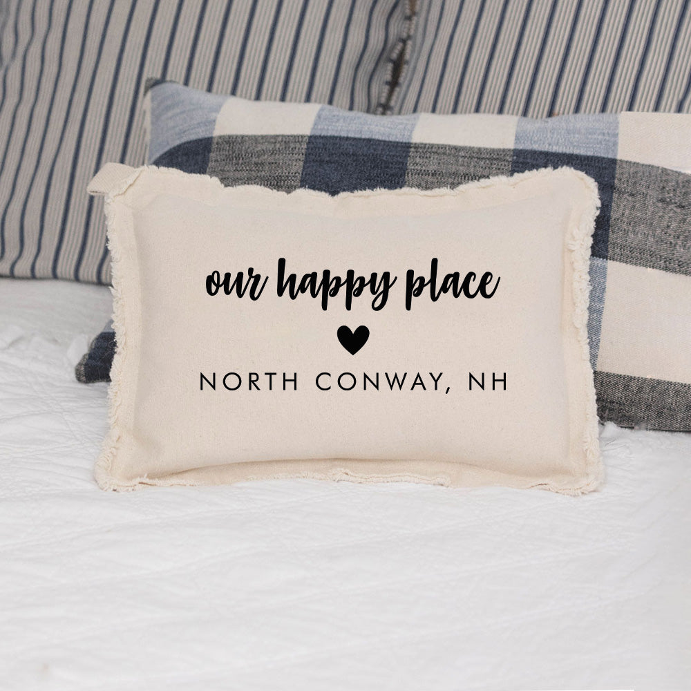 Personalized Our Happy Place Lumbar Pillow