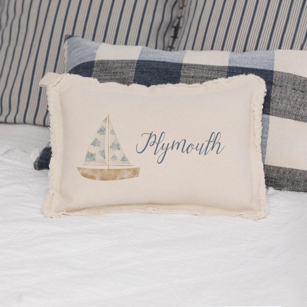 Personalized Hydrangea Sailboat Lumbar Pillow