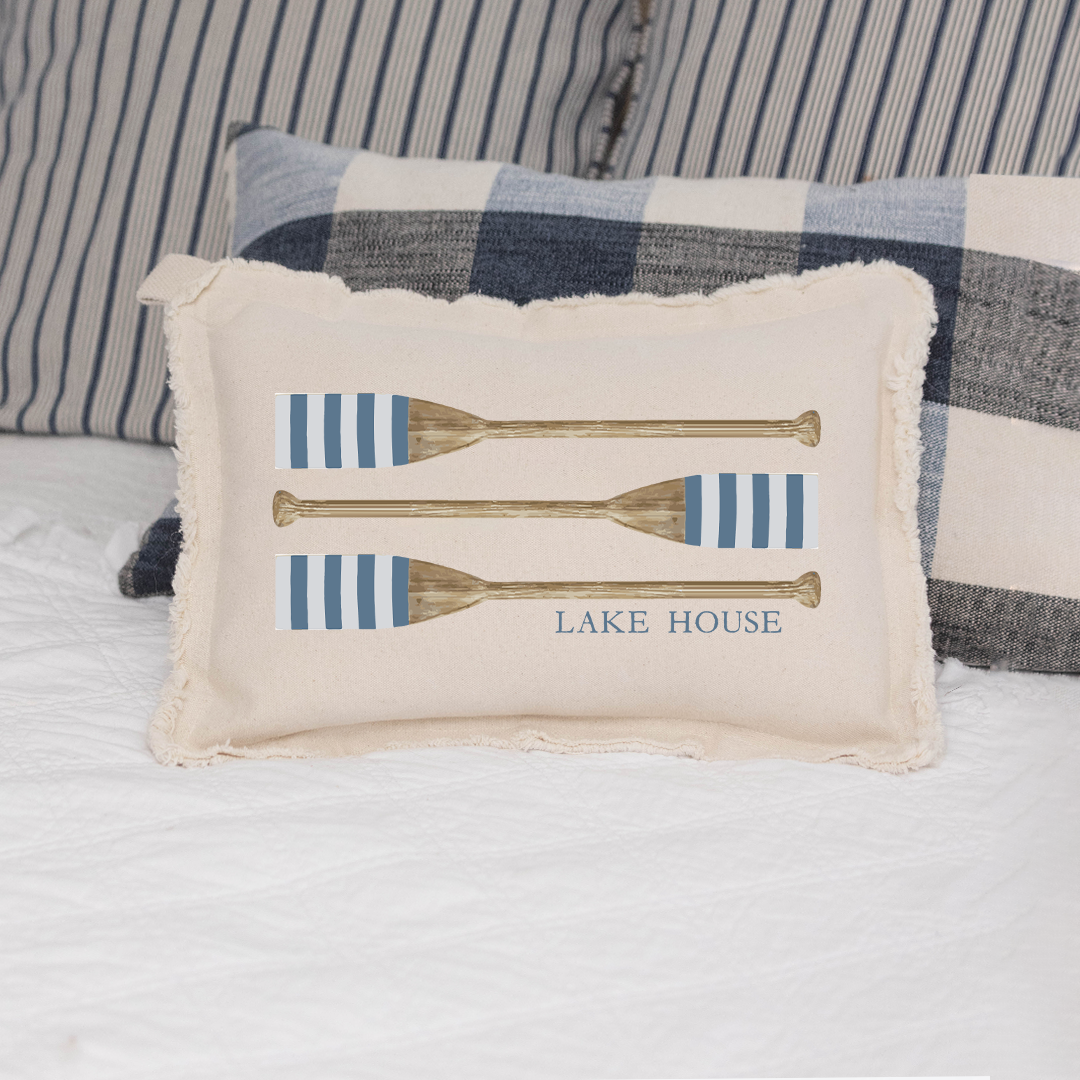 Personalized Striped Oars Lumbar Pillow