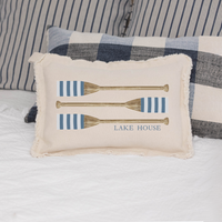 Personalized Striped Oars Lumbar Pillow