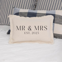 Mr & Mrs EST Personalized Rectangle Pillow