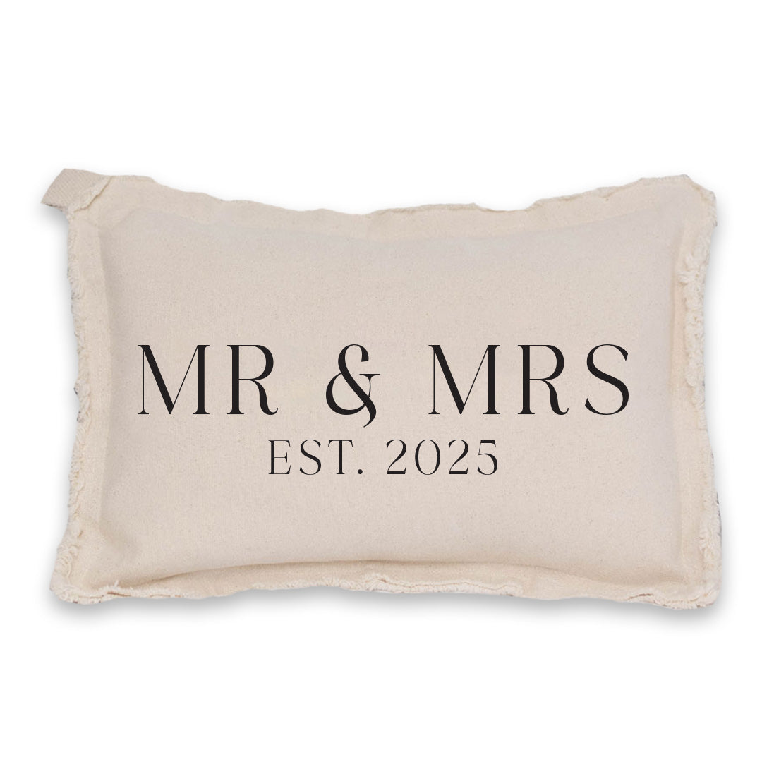 Mr & Mrs EST Personalized Rectangle Pillow