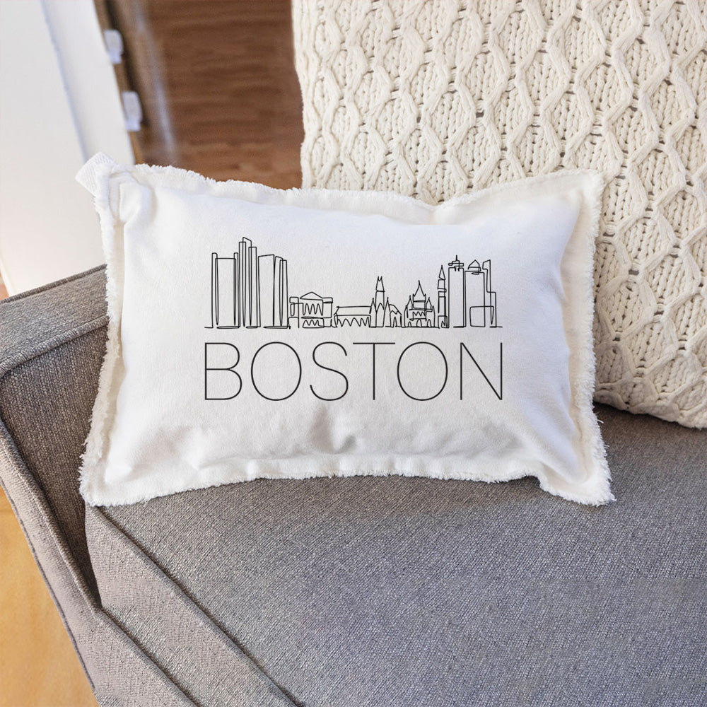 Line Art Boston Skyline Lumbar Pillow