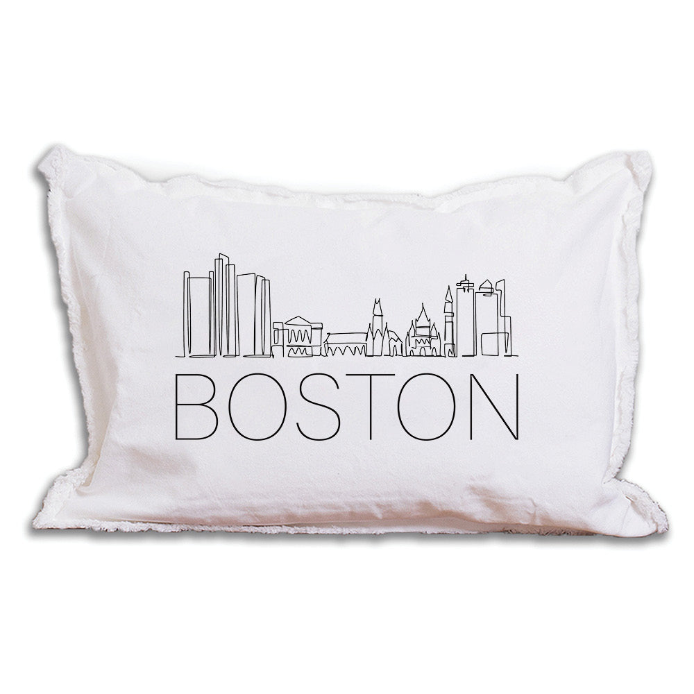 Line Art Boston Skyline Lumbar Pillow