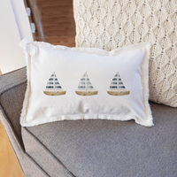 Watercolor Sailboat Lumbar Pillow