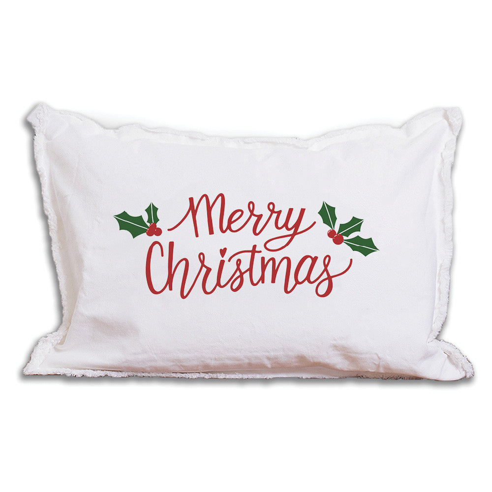 Merry Christmas Holly Lumbar Pillow