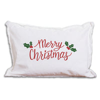 Merry Christmas Holly Lumbar Pillow