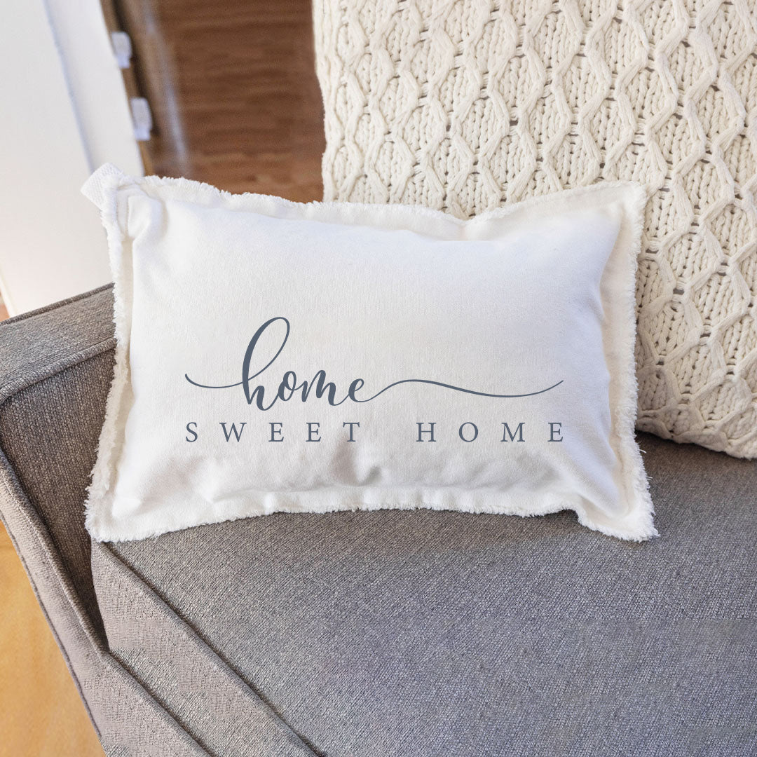 Grey and White Home Sweet Home Lumbar Pillow