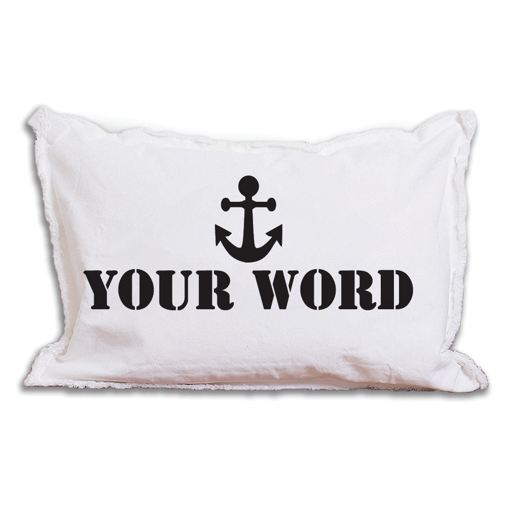 Your Word + Icon Stencil Personalized Lumbar Pillow