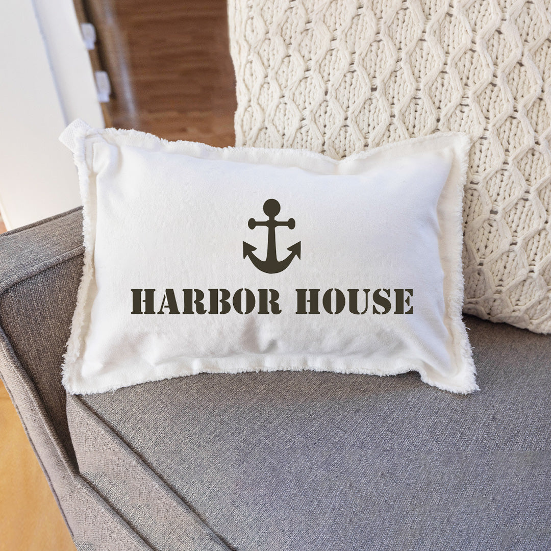 Your Word + Icon Stencil Personalized Lumbar Pillow